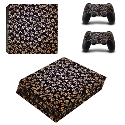 Floral clipart decal skin for PS4 Pro Console and 2 Controllers