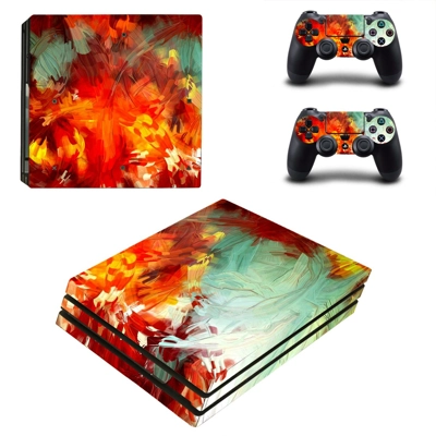 Painted Art decal skin for PS4 Pro Console and 2 Controllers