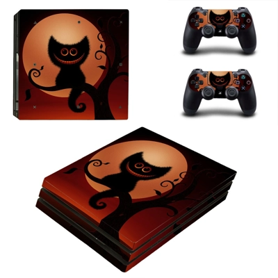 Cate in the moon decal skin for PS4 Pro Console and 2 Controllers