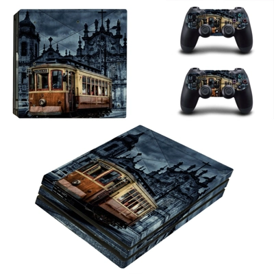 Tram wallpaper decal skin for PS4 Pro Console and 2 Controllers
