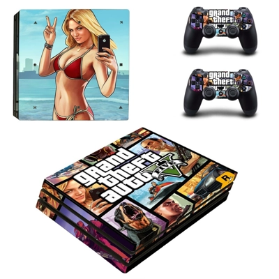 GTA 5 decal skin for PS4 Pro Console and 2 Controllers