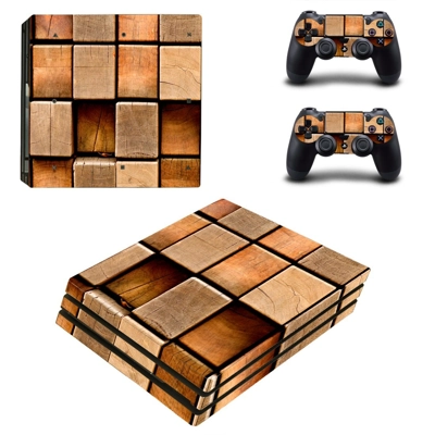 Square block decal skin for PS4 Pro Console and 2 Controllers