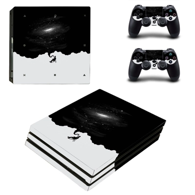 Black galaxy decal skin for PS4 Pro Console and 2 Controllers