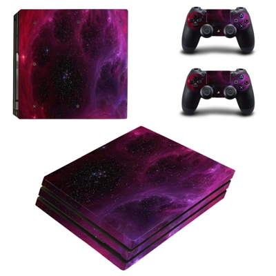 Space scene decal skin for PS4 Pro Console and 2 Controllers