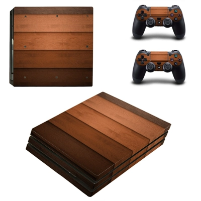 Wooden board decal skin for PS4 Pro Console and 2 Controllers