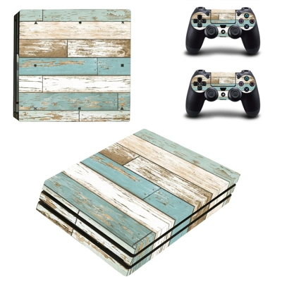 Wooden board decal skin for PS4 Pro Console and 2 Controllers