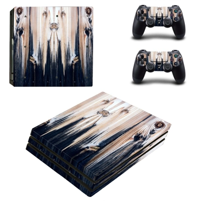 Wood face decal skin for PS4 Pro Console and 2 Controllers
