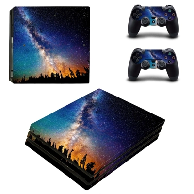 Space scene decal skin for PS4 Pro Console and 2 Controllers