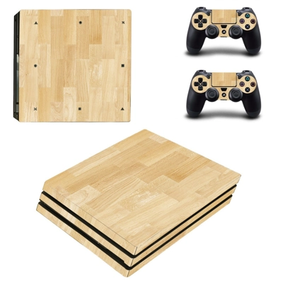 Wooden board decal skin for PS4 Pro Console and 2 Controllers