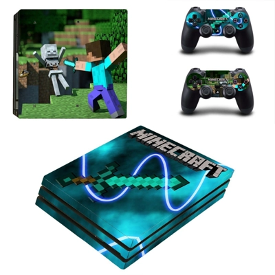 Minecraft decal skin for PS4 Pro Console and 2 Controllers