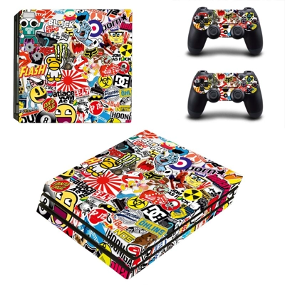 Sticker bomb decal skin for PS4 Pro Console and 2 Controllers