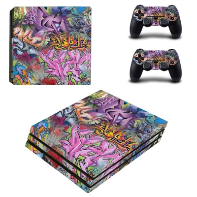Street art decal skin for PS4 Pro Console and 2 Controllers