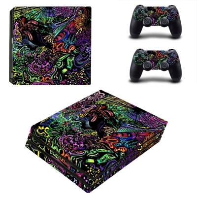 Funky decal skin for PS4 Pro Console and 2 Controllers