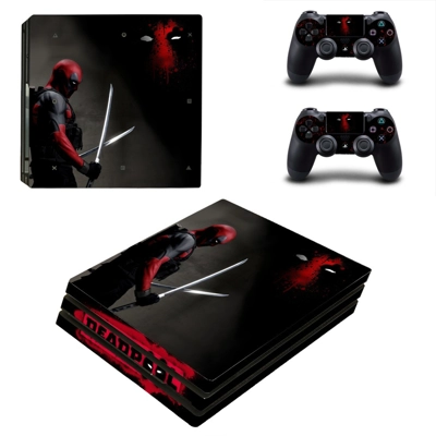 Deadpool decal skin for PS4 Pro Console and 2 Controllers