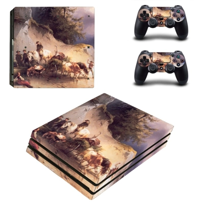Famous oil painting decal skin for PS4 Pro Console and 2 Controllers