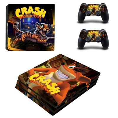 Crash Bandicoot decal skin for PS4 Pro Console and 2 Controllers