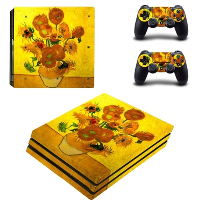 Flower paintaing decal skin for PS4 Pro Console and 2 Controllers