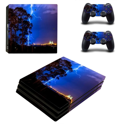 Lightning sky decal skin for PS4 Pro Console and 2 Controllers