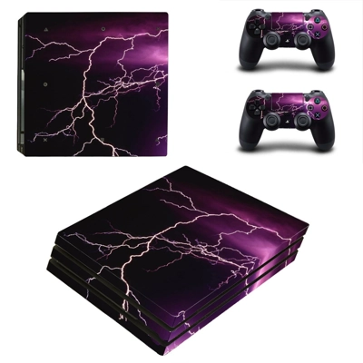 Lightning cloudy sky decal skin for PS4 Pro Console and 2 Controllers