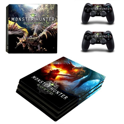 Monster Hunter World decal skin for PS4 Pro Console and 2 Controllers