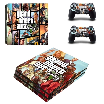 Grand Theft Auto 5 decal skin for PS4 Pro Console and 2 Controllers