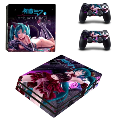 Hatsune Miku Project DIVA decal skin for PS4 Pro Console and 2 Controllers