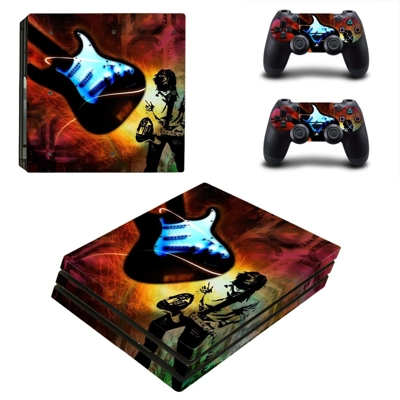 Punk Guitar decal skin for PS4 Pro Console and 2 Controllers