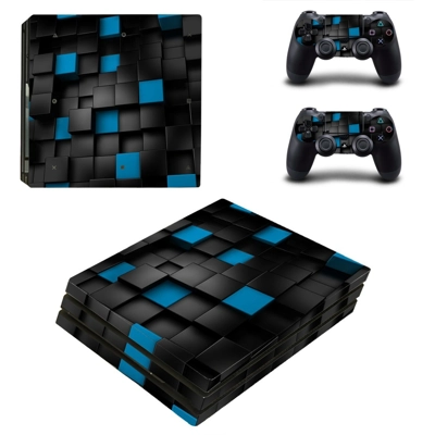 Black 3D decal skin for PS4 Pro Console and 2 Controllers