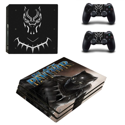 Black Panther decal skin for PS4 Pro Console and 2 Control..