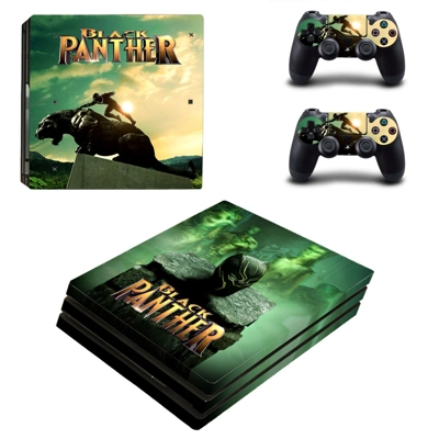 Black Panther decal skin for PS4 Pro Console and 2 Control.. Black Panther decal skin for PS4 Pro Console and 2 Control..
