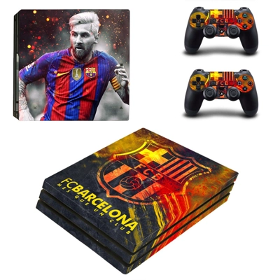 FC Barcelona Messi decal skin for PS4 Pro Console and 2 Controllers