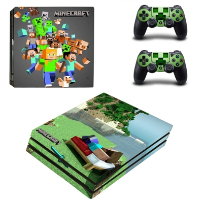 Minecraft decal skin for PS4 Pro Console and 2 Controllers