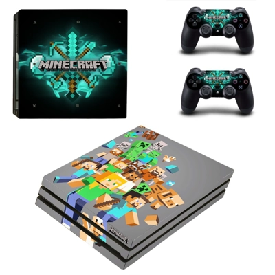 Minecraft decal skin for PS4 Pro Console and 2 Controllers