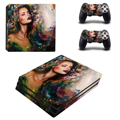 Lady Wallpaper decal skin for PS4 Pro Console and 2 Controllers