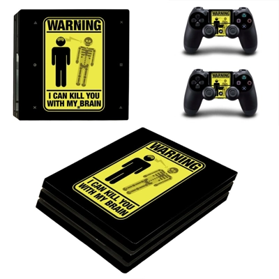 Danger Icon decal skin for PS4 Pro Console and 2 Controllers