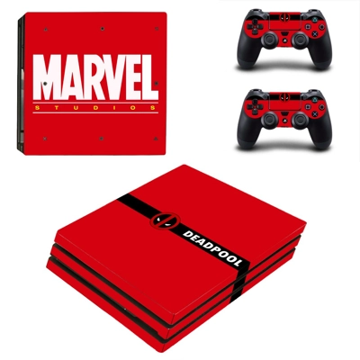 Deadpool decal skin for PS4 Pro Console and 2 Controllers