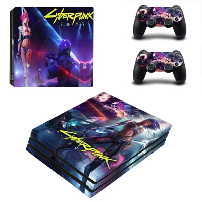 Cyberpunk 2077 decal skin for PS4 Pro Console and 2 Controllers