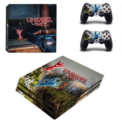 Unravel Two decal skin for PS4 Pro Console and 2 Controllers