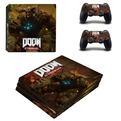 Doom Eternal decal skin for PS4 Pro Console and 2 Controll..