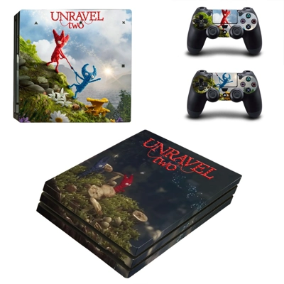 Unravel Two decal skin for PS4 Pro Console and 2 Controllers