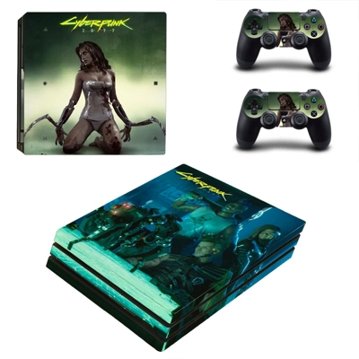 Cyberpunk 2077 decal skin for PS4 Pro Console and 2 Controllers