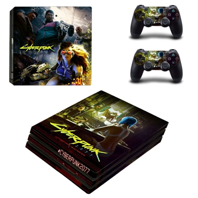 Cyberpunk decal skin for PS4 Pro Console and 2 Controllers