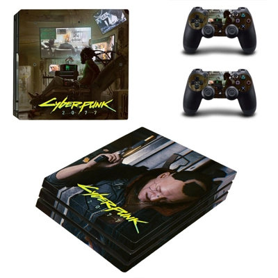 Cyberpunk decal skin for PS4 Pro Console and 2 Controllers