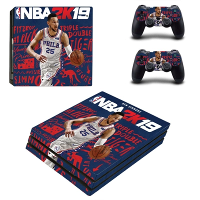 NBA 2K19 decal skin for PS4 Pro Console and 2 Controllers