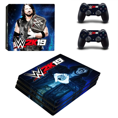 WWE 2K19 decal skin for PS4 Pro Console and 2 Controllers