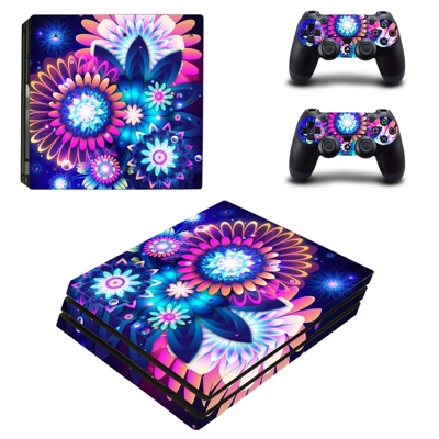 Artificial flower decal skin for PS4 Pro Console and 2 Controllers