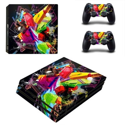 Tech wallpaper decal skin for PS4 Pro Console and 2 Controllers