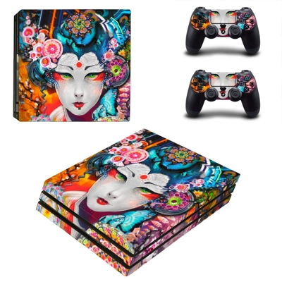 Floral girl decal skin for PS4 Pro Console and 2 Controllers