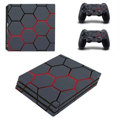 Hexagon pattern decal skin for PS4 Pro Console and 2 Controllers