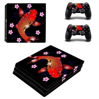 Floral fish decal skin for PS4 Pro Console and 2 Controllers